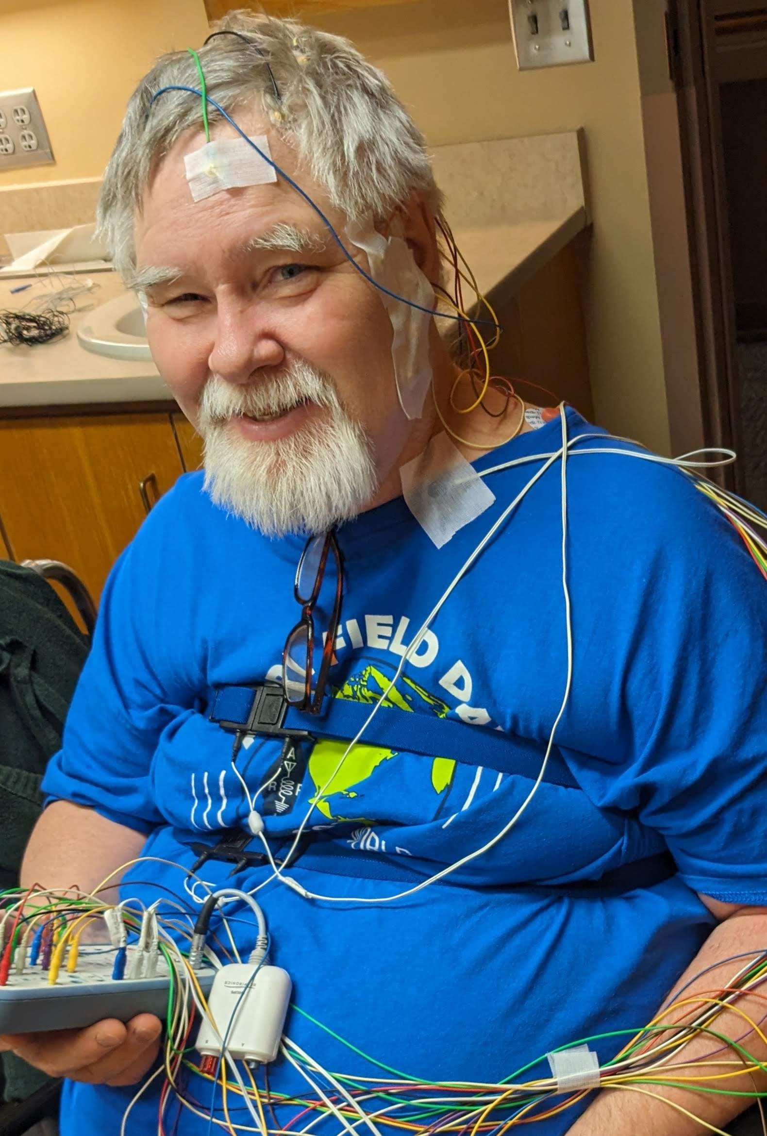 Jaybus covered in wires